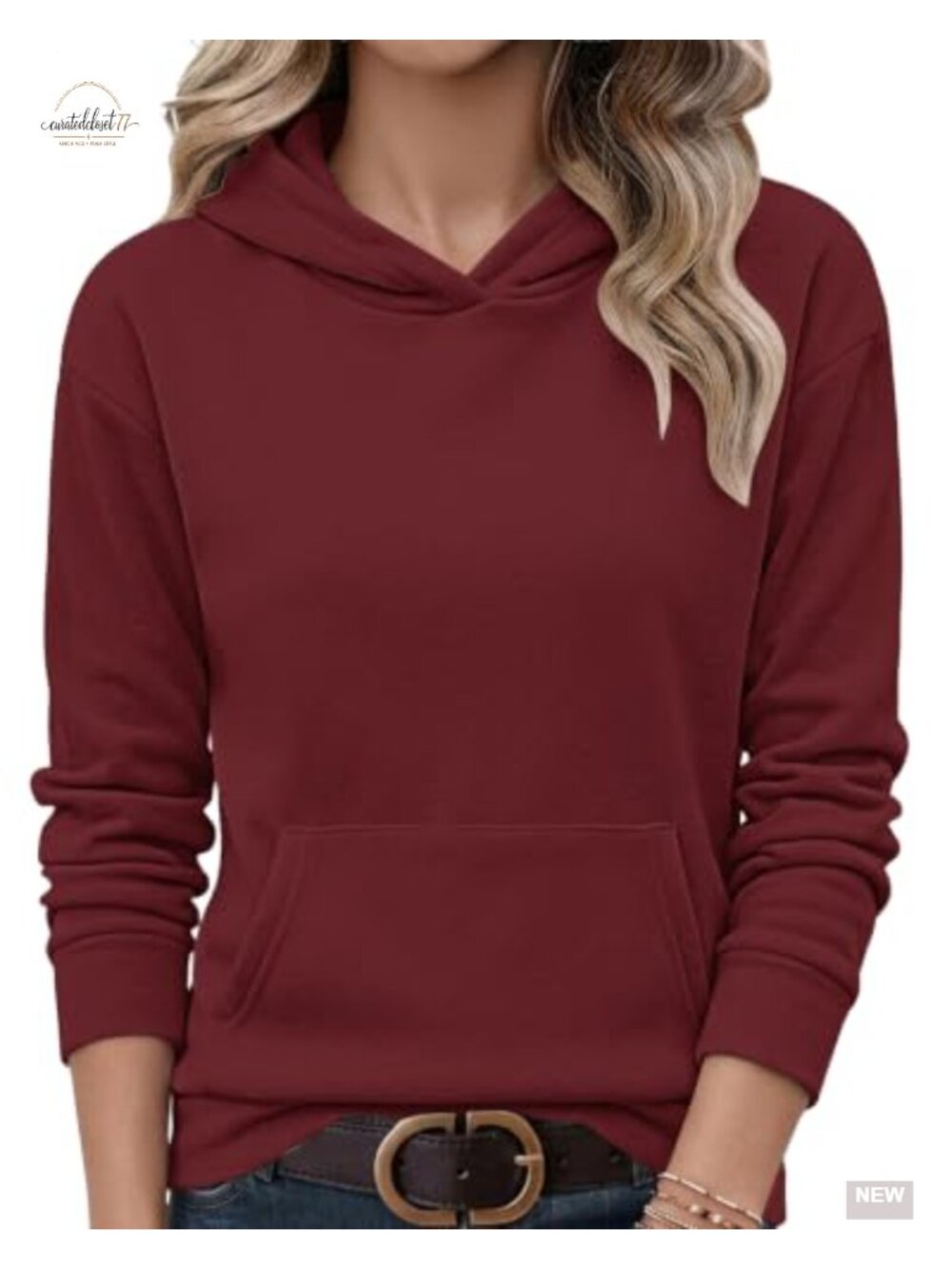 Women's Crewneck Hoodie Long Sleeve Pullover Kangaroo Pocket Sweatshirt